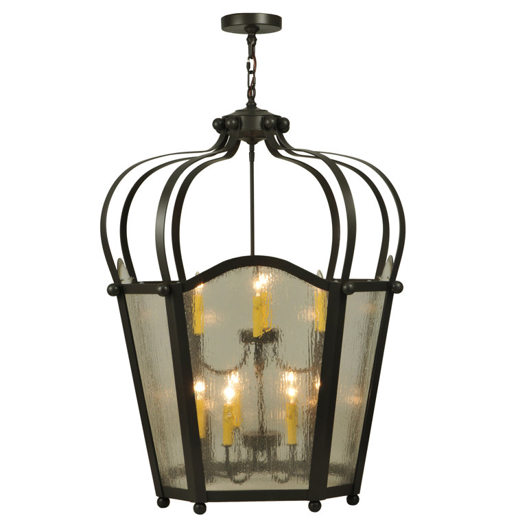 Citadel Bronze and Glass 10-Light Indoor/Outdoor Chandelier