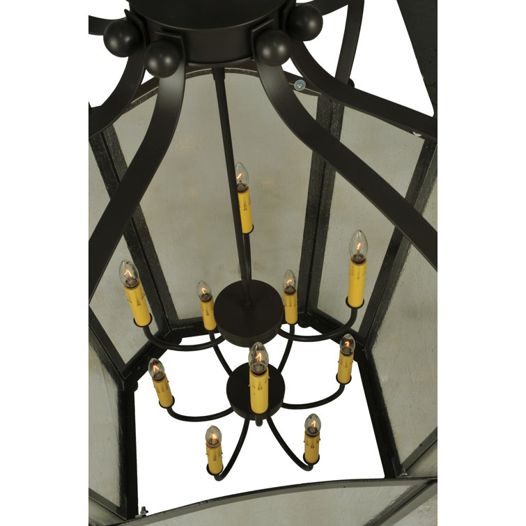 Citadel Bronze and Glass 10-Light Indoor/Outdoor Chandelier