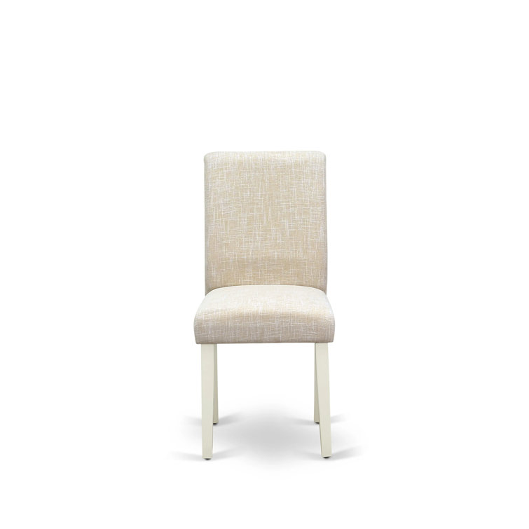 Linen White and Light Beige Upholstered Parsons Side Chair Set