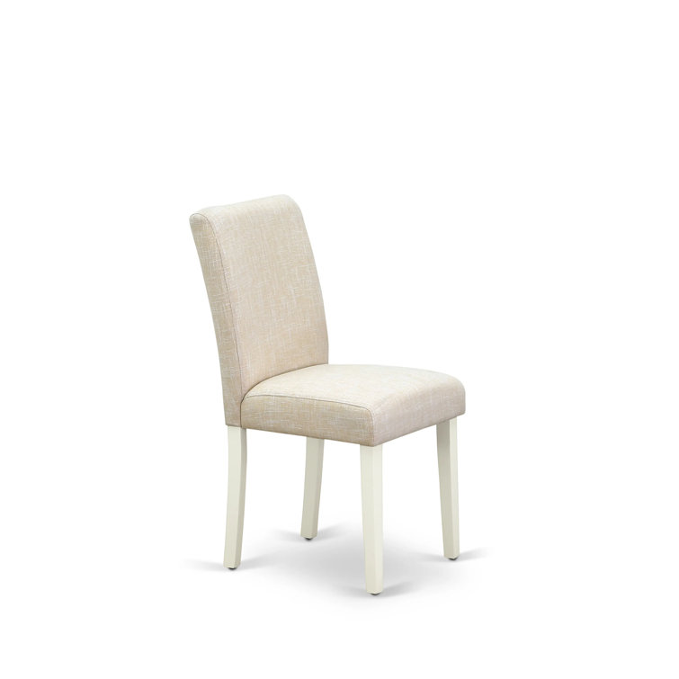 Linen White and Light Beige Upholstered Parsons Side Chair Set