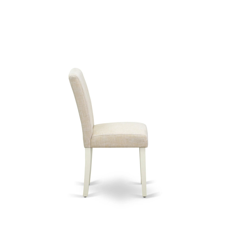 Linen White and Light Beige Upholstered Parsons Side Chair Set