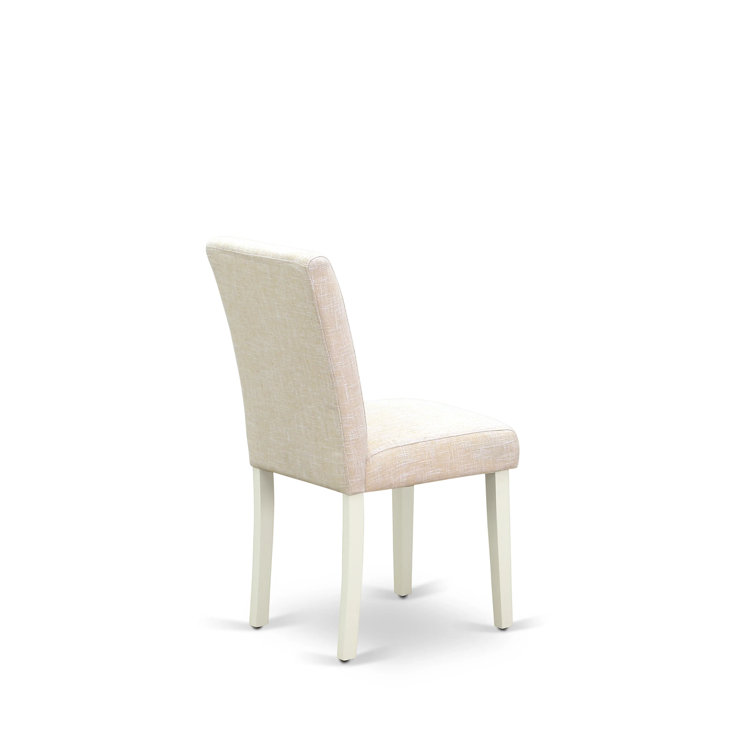 Linen White and Light Beige Upholstered Parsons Side Chair Set