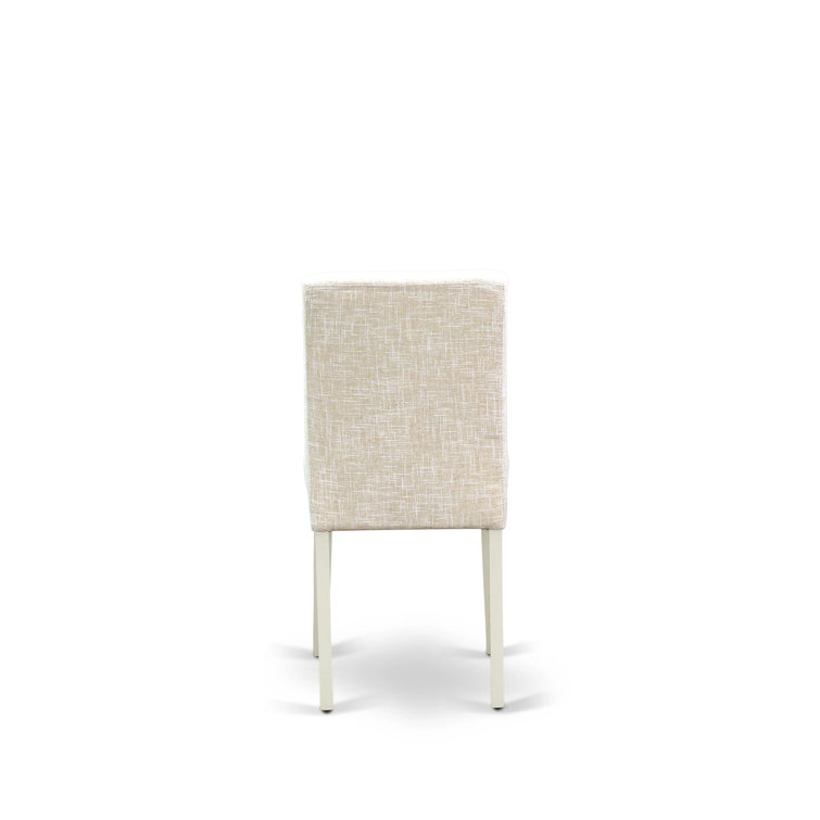 Linen White and Light Beige Upholstered Parsons Side Chair Set