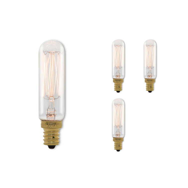 25 Watt Clear T6 Candelabra Dimmable Incandescent Bulbs, 4-Pack
