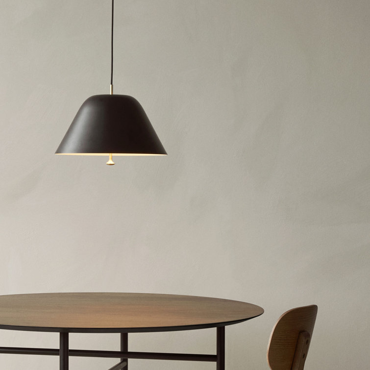 Black and Brass Glass LED Cone Pendant Light