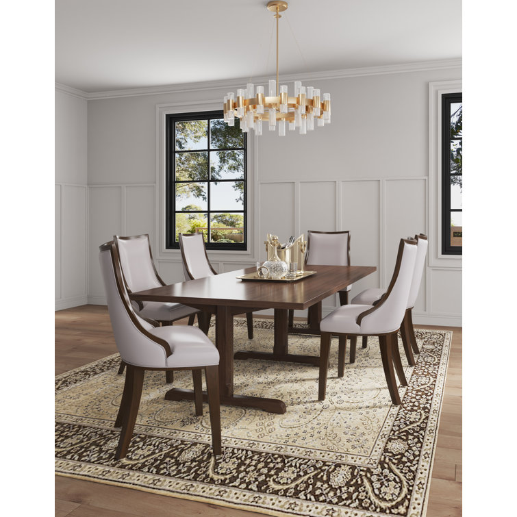 Tan Faux Leather Upholstered Parsons Side Chair with Beech Wood Legs