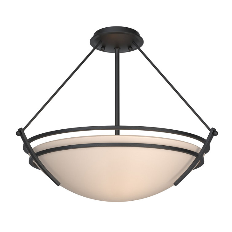 Presidio Black and Opal Glass 3-Light Semi Flush Mount