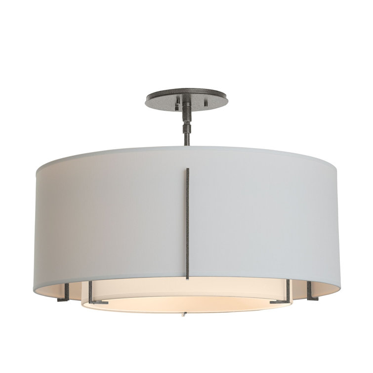 Exos 23'' Black and Flax Iron Drum Semi-Flush Mount