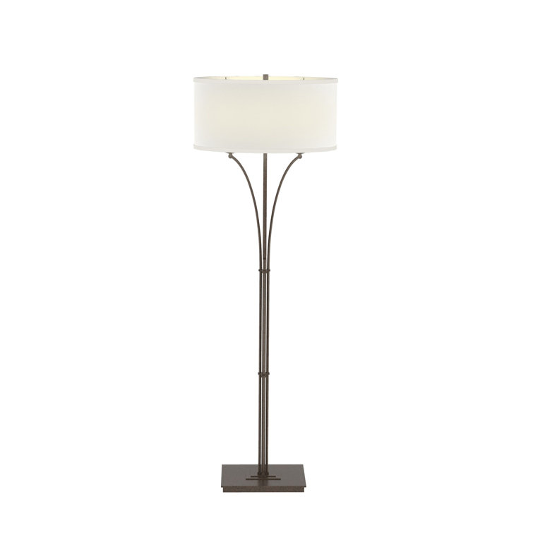Natural Anna Bronze Arc Floor Lamp with Shade