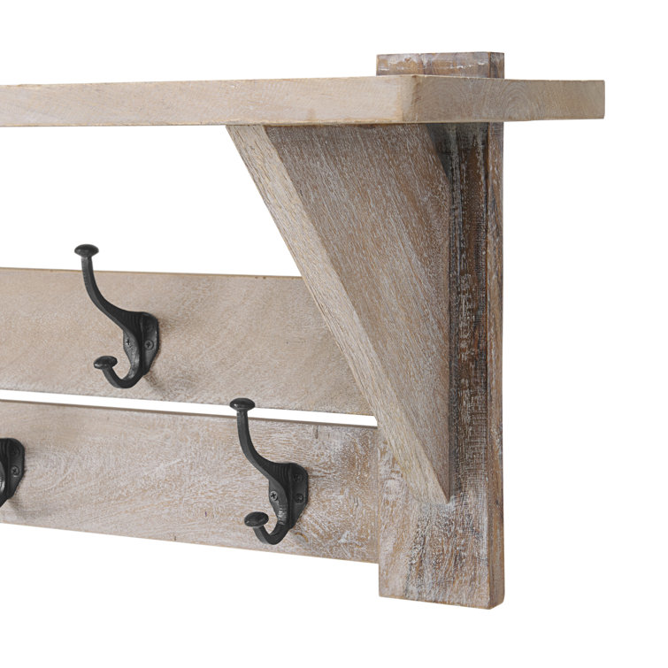 Castleton 40" Driftwood Mango Wood Coat Rack with Shelf