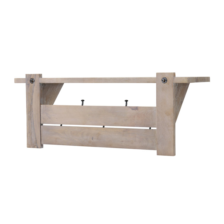 Castleton 40" Driftwood Mango Wood Coat Rack with Shelf