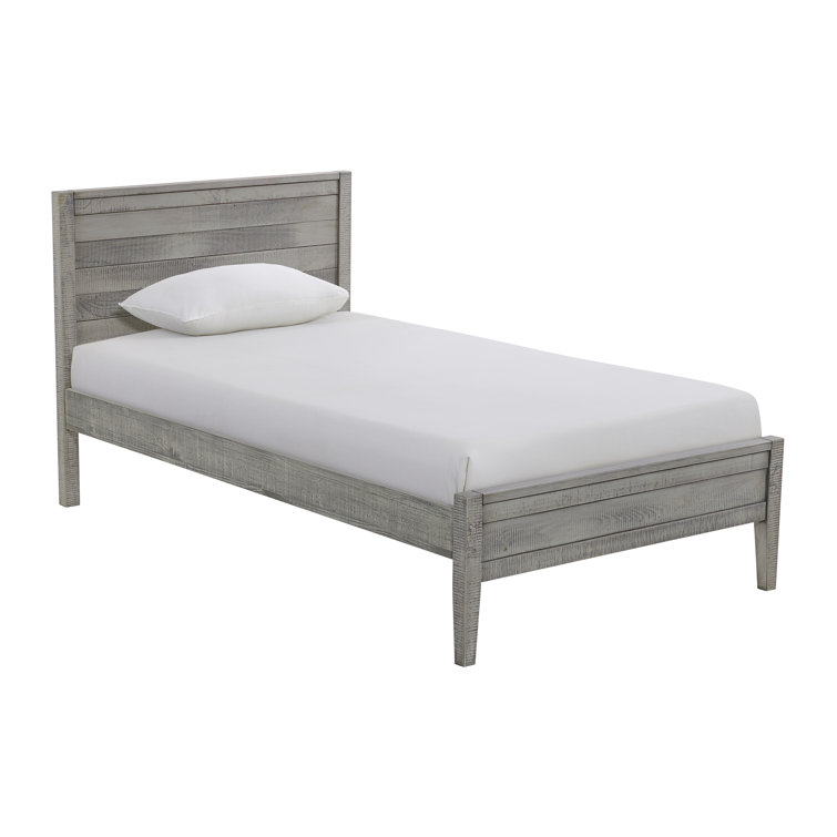 Gray Pine Wood Twin Bed with 2 Nightstands Set
