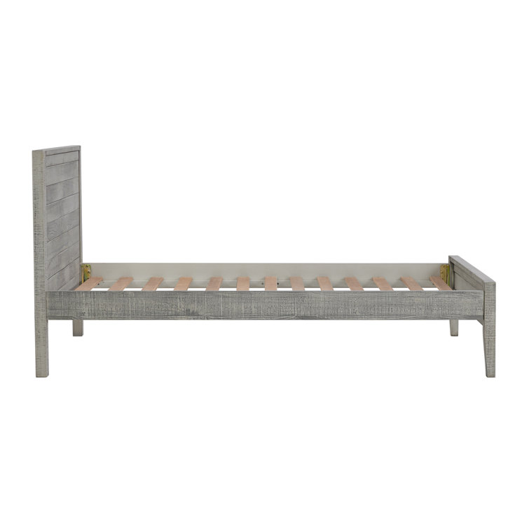 Gray Pine Wood Twin Bed with 2 Nightstands Set