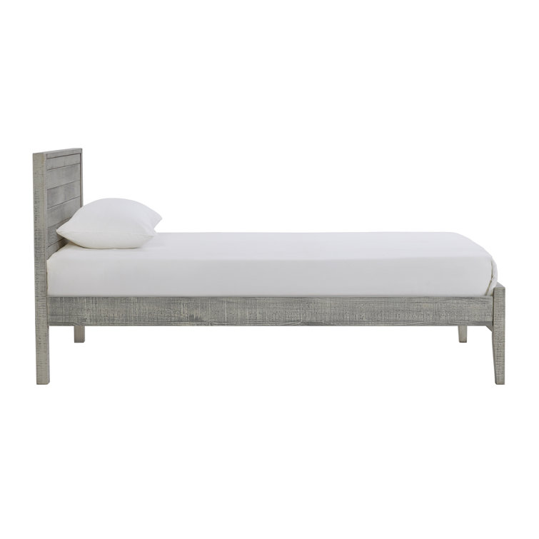 Gray Pine Wood Twin Bed with 2 Nightstands Set