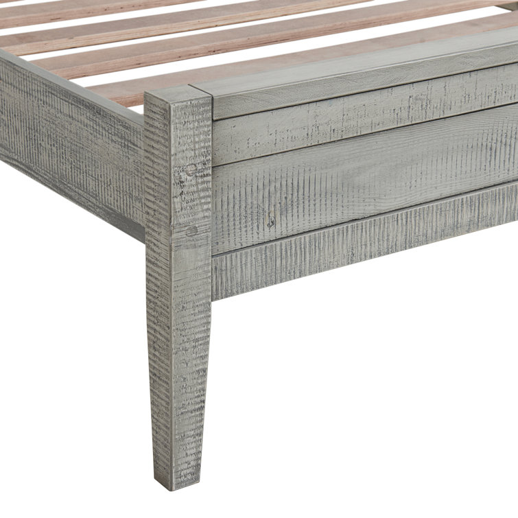 Gray Pine Wood Twin Bed with 2 Nightstands Set