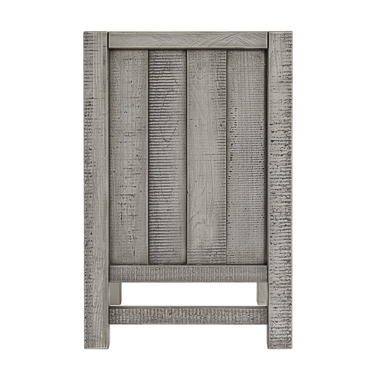 Gray Pine Wood Twin Bed with 2 Nightstands Set