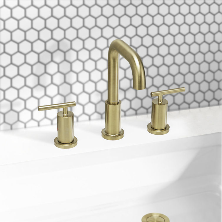 Brushed Gold Nickel Widespread Bathroom Faucet with Dual Handles
