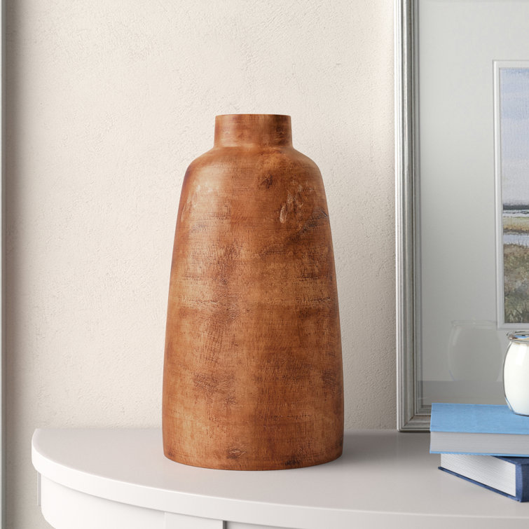 Mylo 14.25'' Brown Paulownia Wood Table Vase