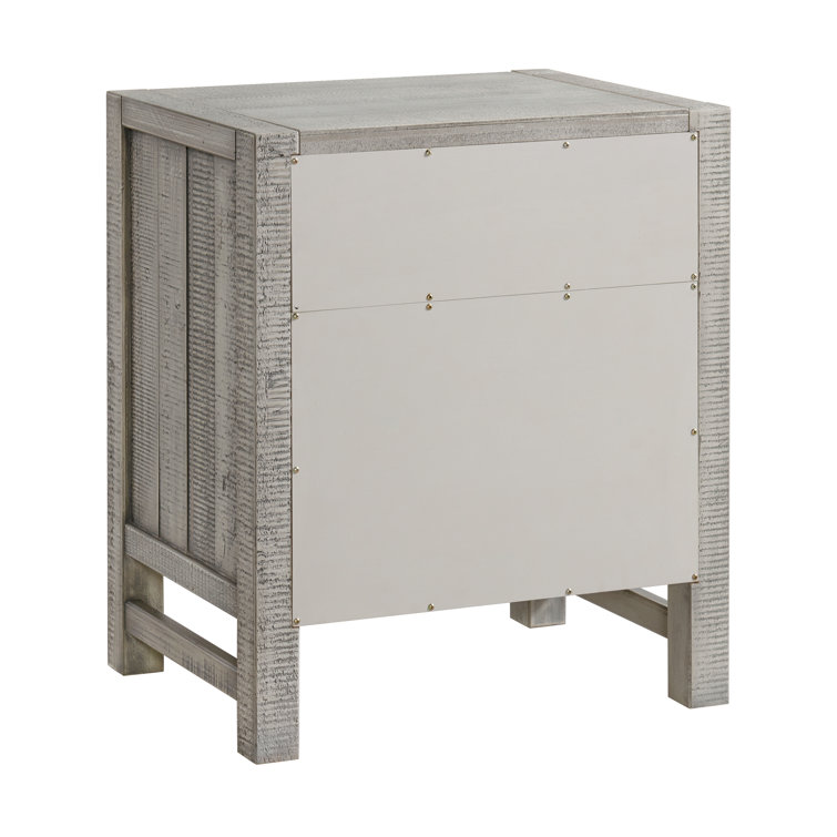 Windsor Driftwood Gray Pine Wood 2-Drawer Nightstand