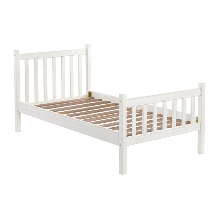 Windsor Twin Driftwood White Pine Wood Bed with Headboard