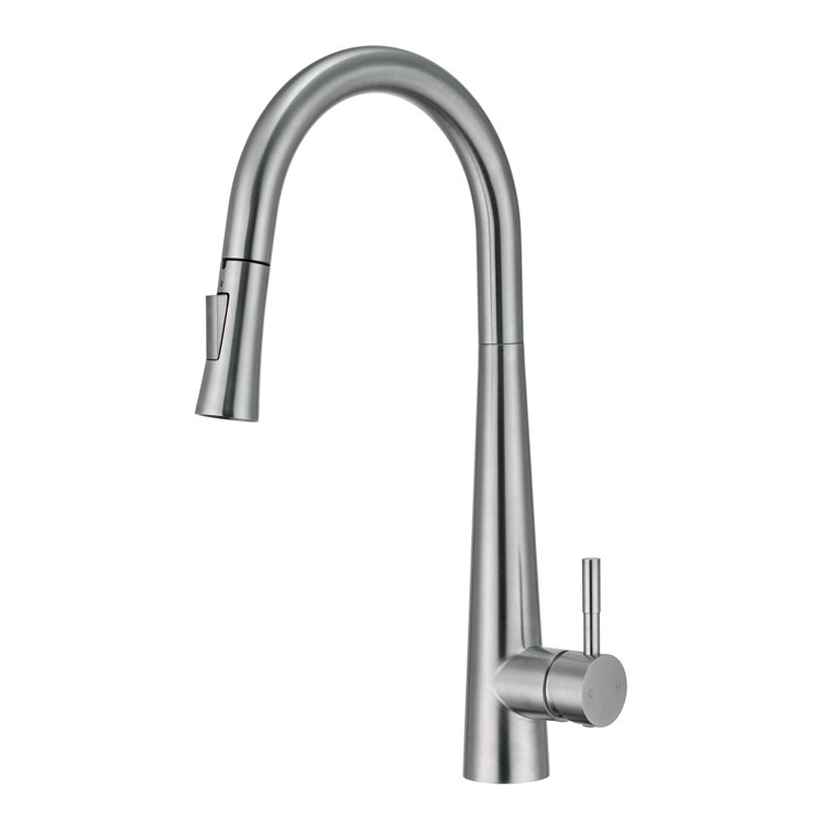 Brushed Nickel High Arc Pull Down Kitchen Faucet with Spray