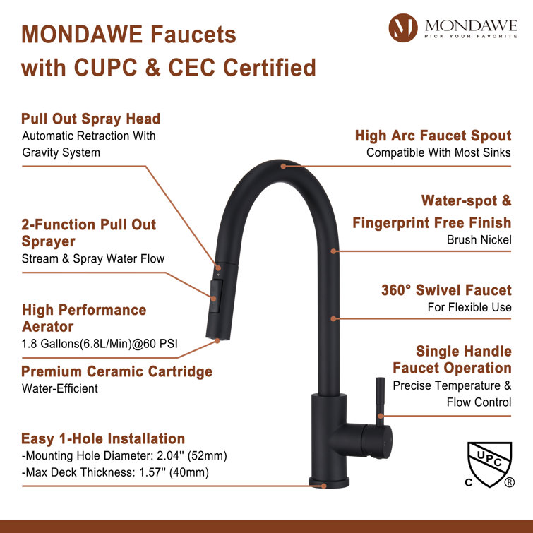 Matte Black Stainless Steel Pull-Out Spray Kitchen Faucet