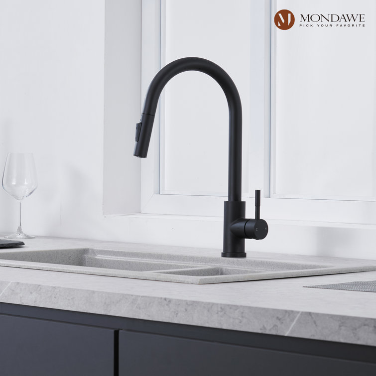 Matte Black Stainless Steel Pull-Out Spray Kitchen Faucet