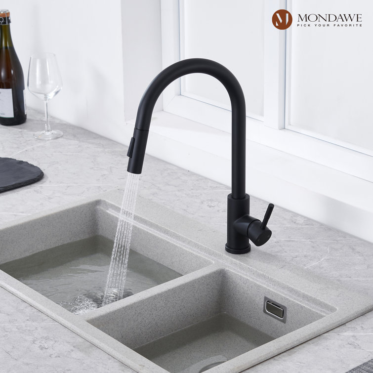 Matte Black Stainless Steel Pull-Out Spray Kitchen Faucet