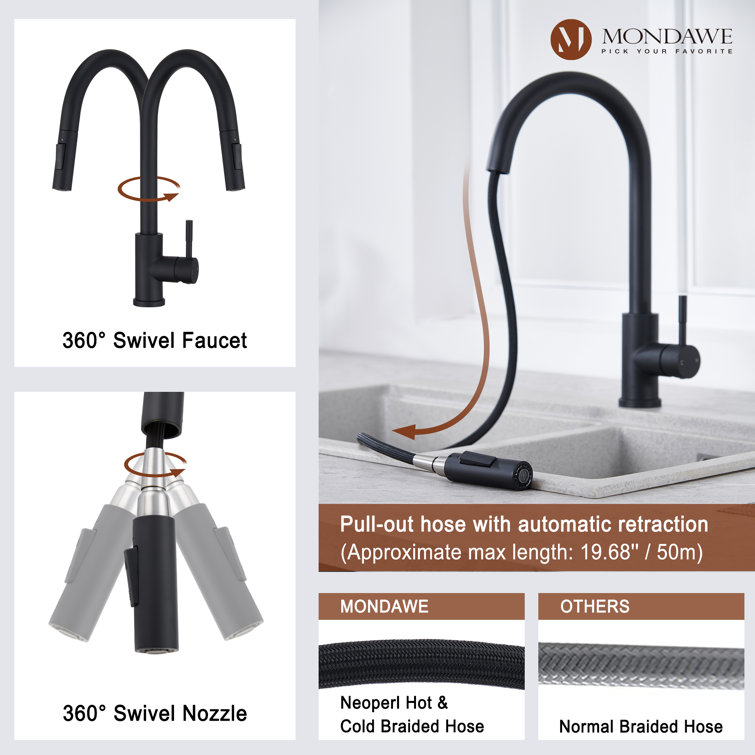 Matte Black Stainless Steel Pull-Out Spray Kitchen Faucet