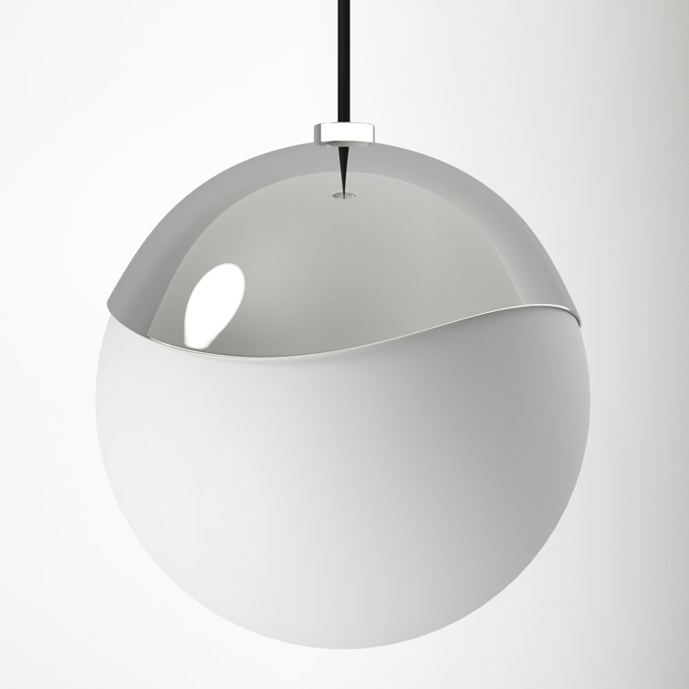 Polished Nickel Frosted Glass Globe Pendant Light