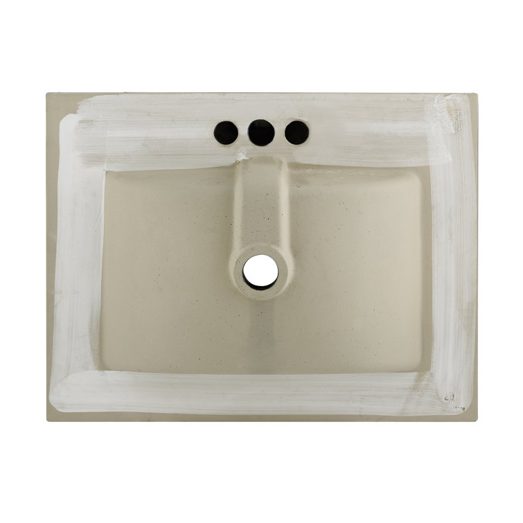 Glossy White Ceramic Vanity Top Sink with Three Faucet Holes