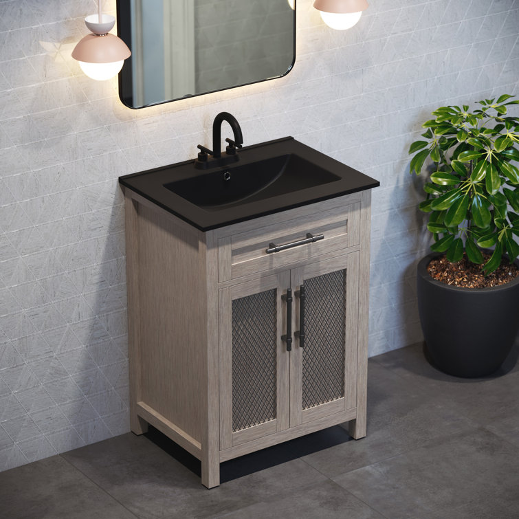 Glossy White Ceramic Vanity Top Sink with Three Faucet Holes