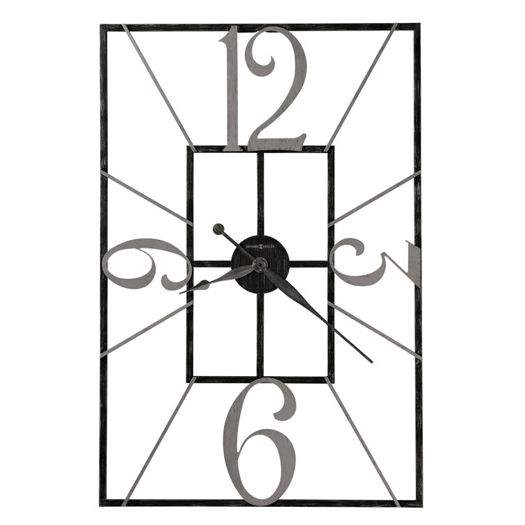 Oversized Gray Wrought Iron Rectangular Wall Clock
