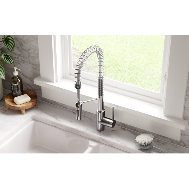 Chrome Commercial Style Pull-Down Kitchen Faucet with Spray