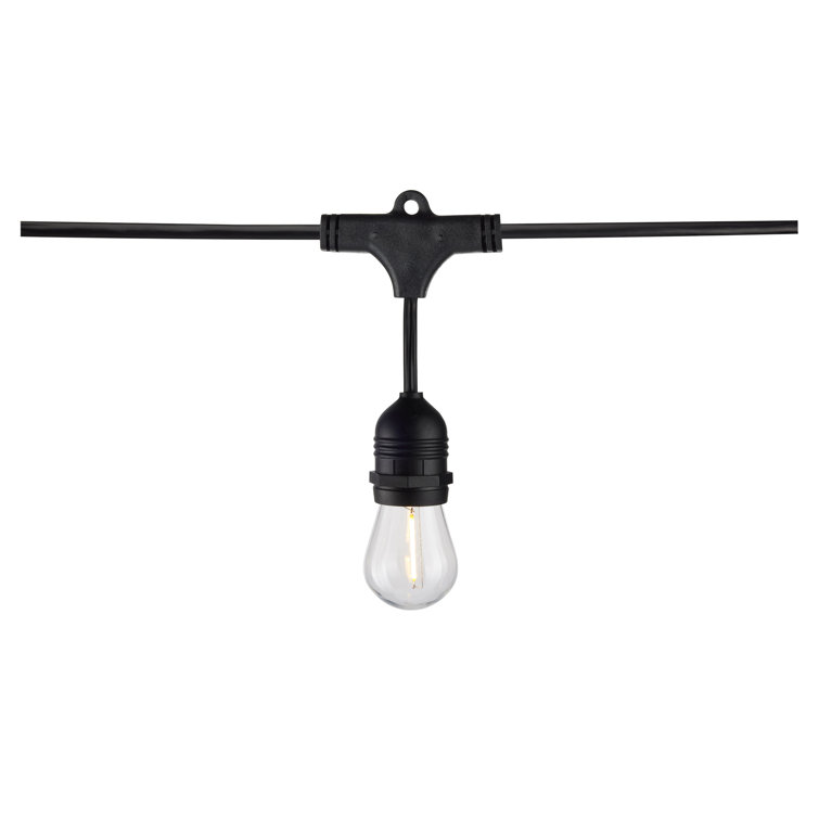 24-Foot Black LED Outdoor String Lights with Warm White Bulbs