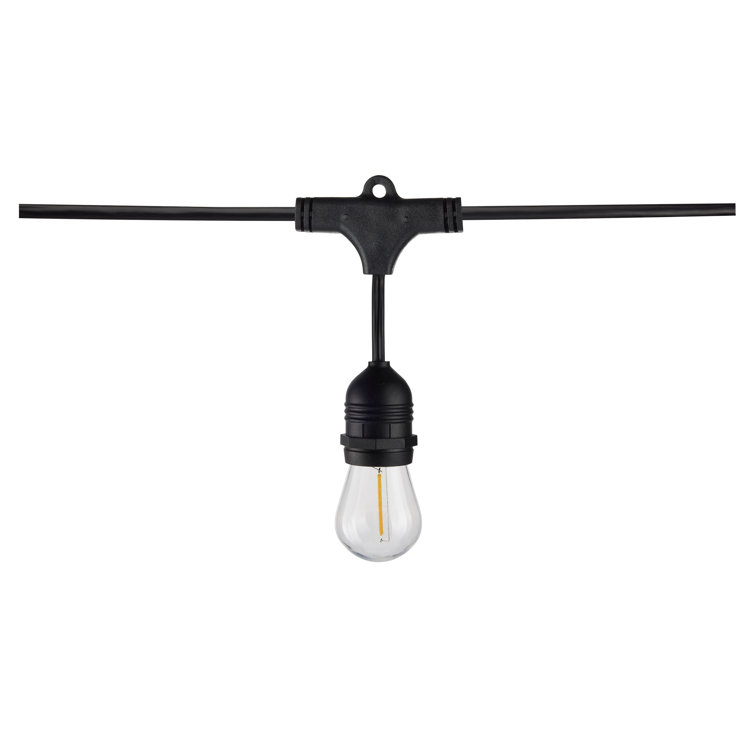 24-Foot Black LED Outdoor String Lights with Warm White Bulbs