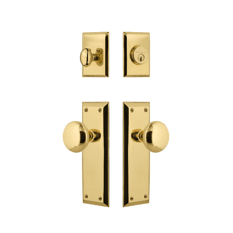 Unlacquered Brass Universal Handing Entry Set with Round Knob