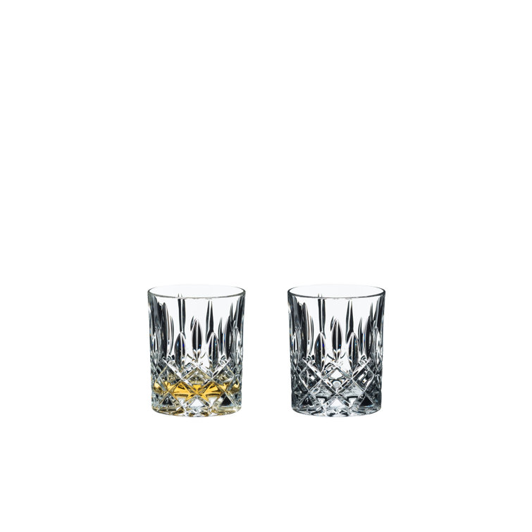 Crystal Cut Embellished Clear Whiskey Glass Set of 2