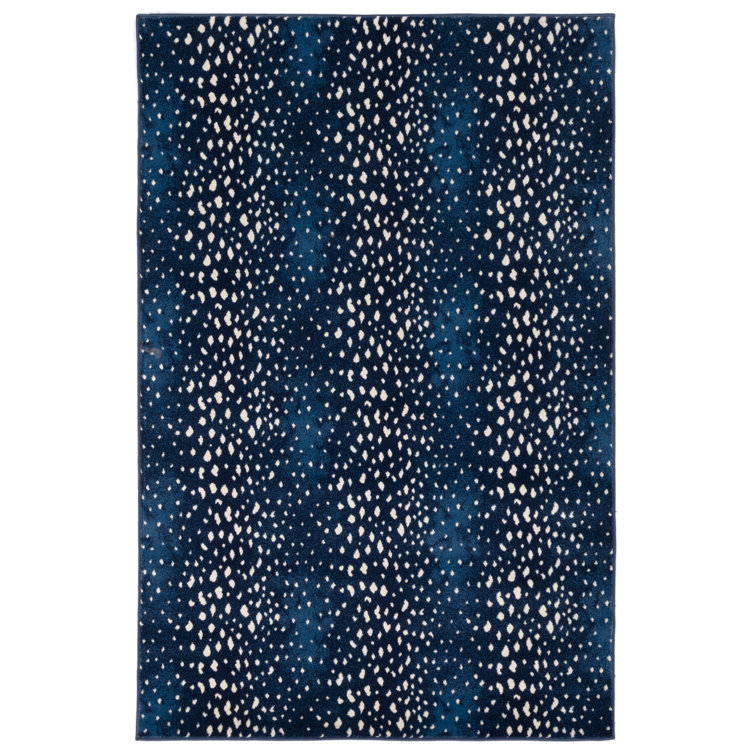 Lapis Blue Rectangular Easy Care Synthetic Area Rug