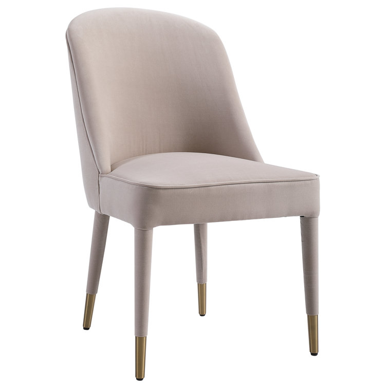 Cream Velvet Upholstered Parsons Side Chair with Metal Legs