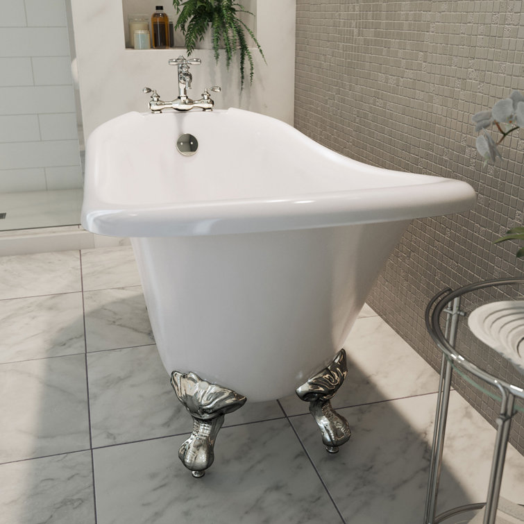 61" White Acrylic Freestanding Clawfoot Bathtub