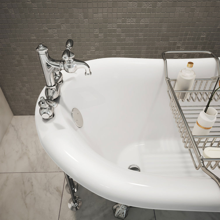 61" White Acrylic Freestanding Clawfoot Bathtub