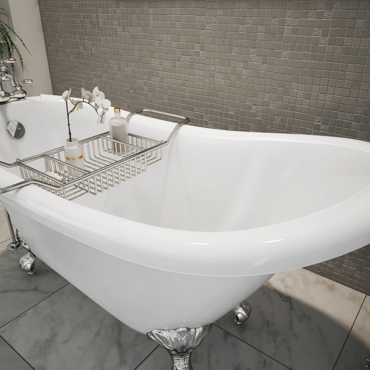 61" White Acrylic Freestanding Clawfoot Bathtub