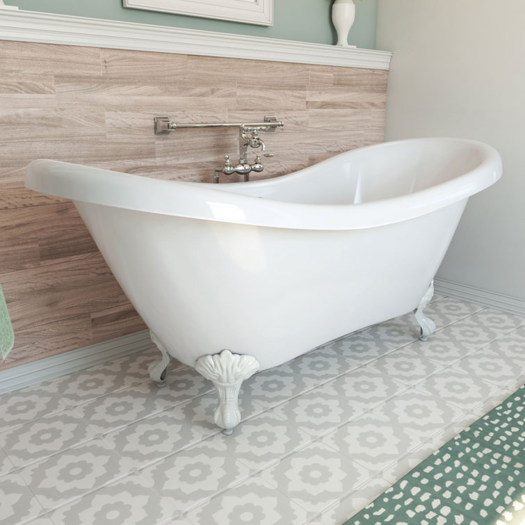 Elegant White Acrylic Clawfoot Freestanding Bathtub