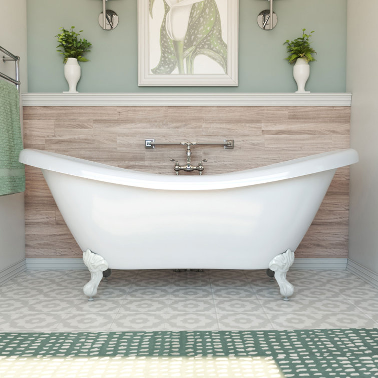 Elegant White Acrylic Clawfoot Freestanding Bathtub