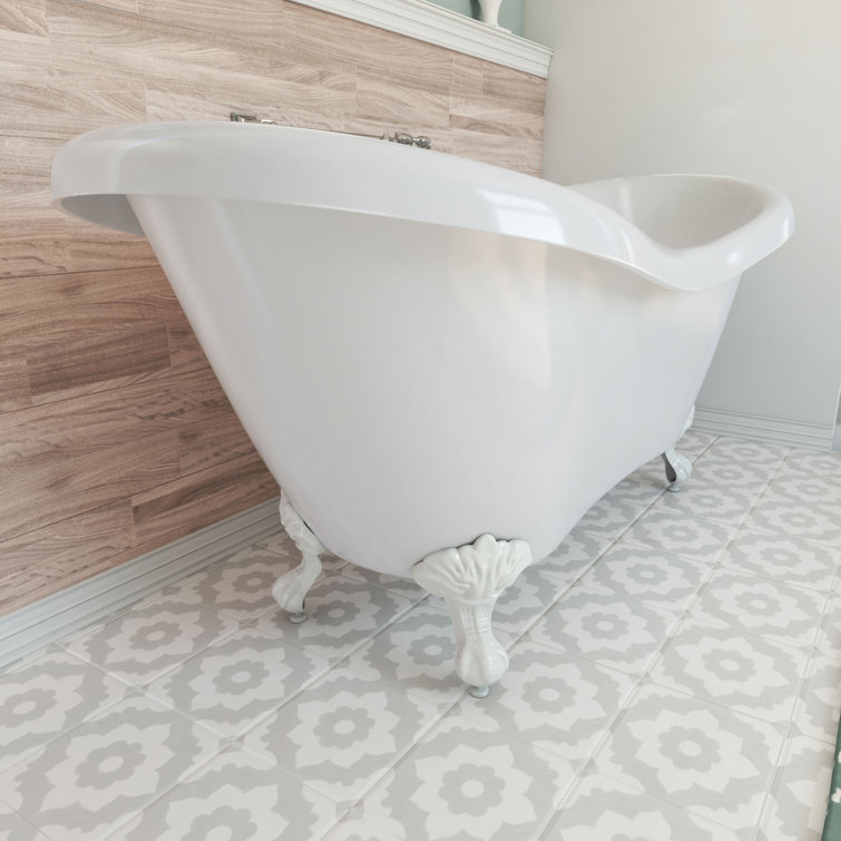 Elegant White Acrylic Clawfoot Freestanding Bathtub