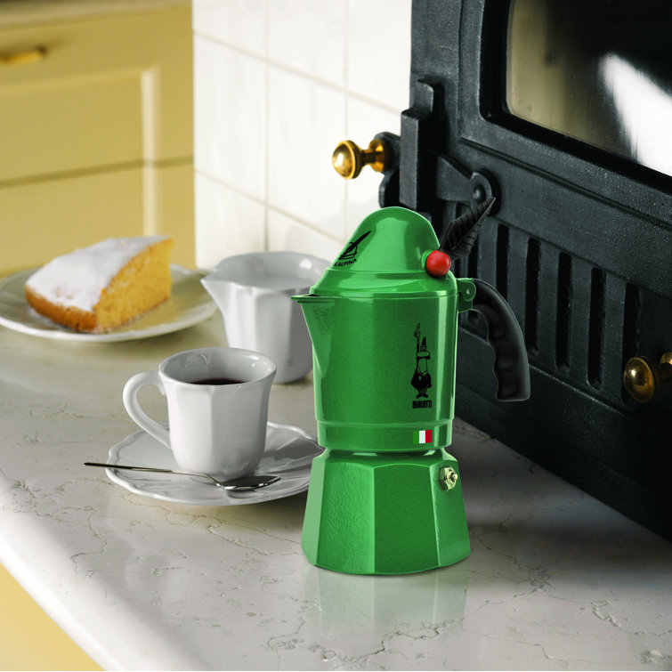 Green Aluminum 3-Cup Stovetop Espresso Maker