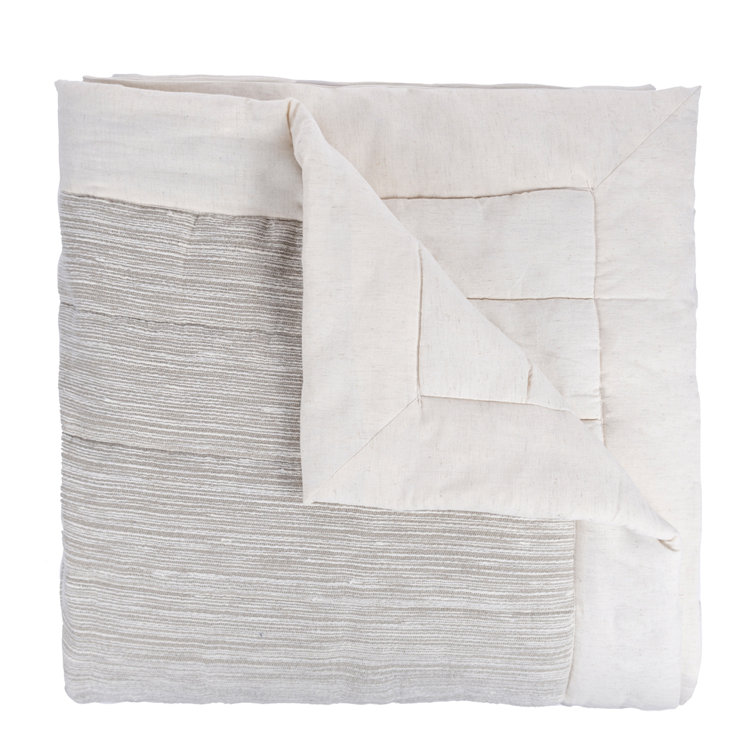 Gilliam Gray and Beige Cotton King Quilt Set