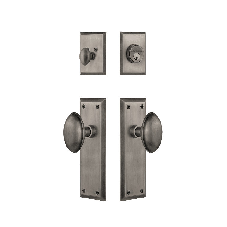 Antique Pewter New York Entry Set with Homestead Knob