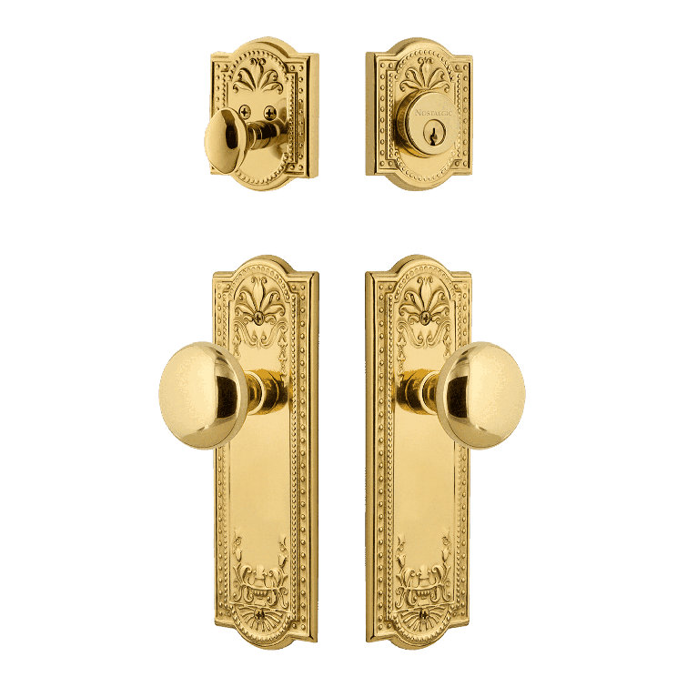 Polished Brass Meadows Entry Set with Round New York Knob